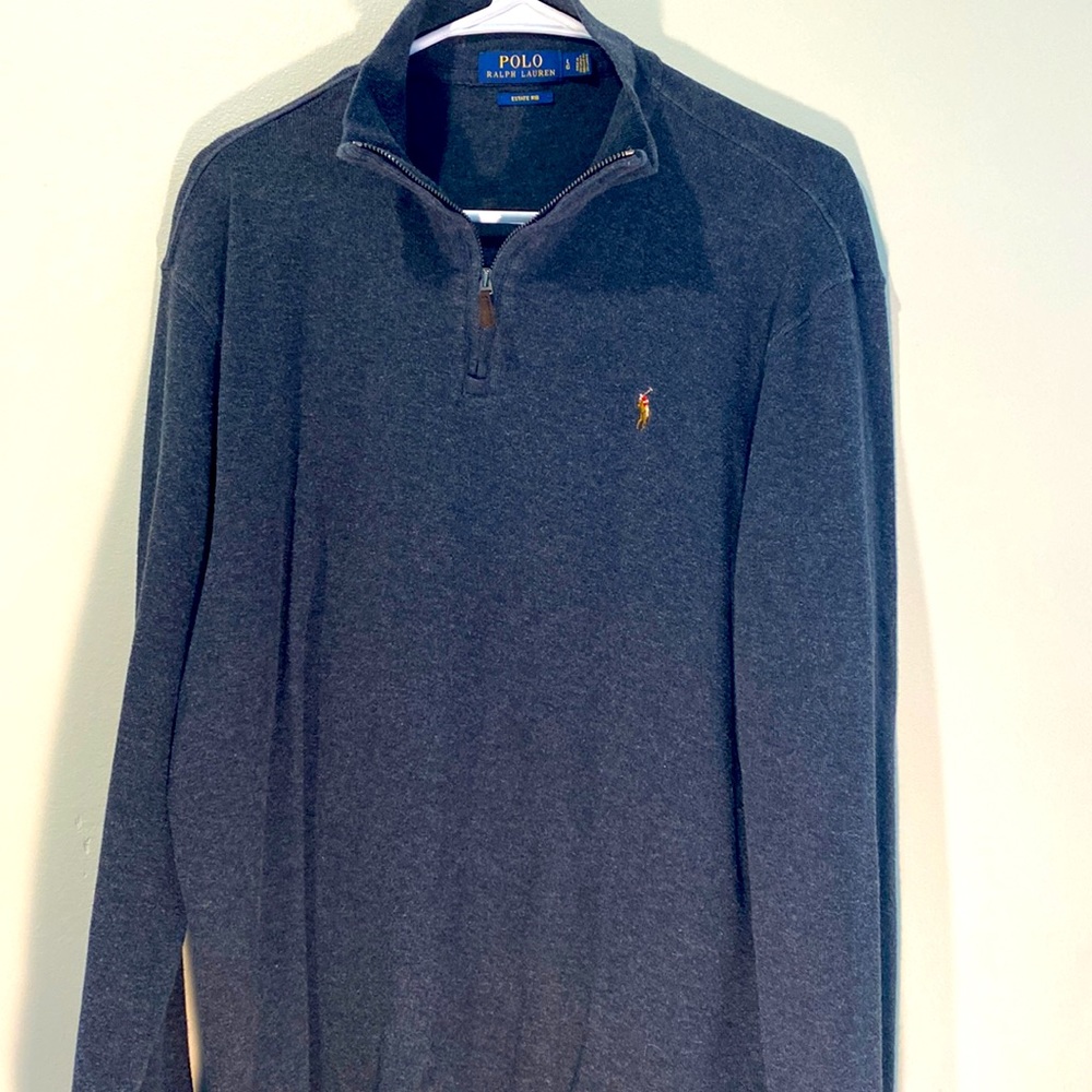 Mens Dark Gray Polo Quarter-zip